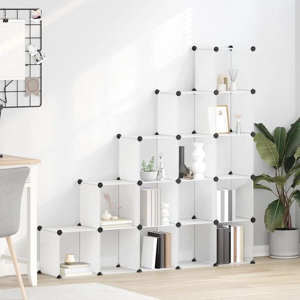 vidaXL Organizzatore Portaoggetti con 15 Cubi Trasparenti in PP