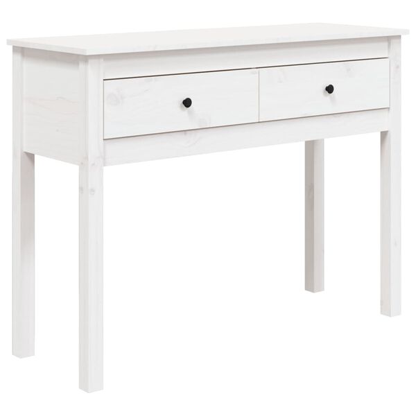 vidaXL Tavolo Consolle Bianco 100x35x75 cm in Legno Massello di Pino