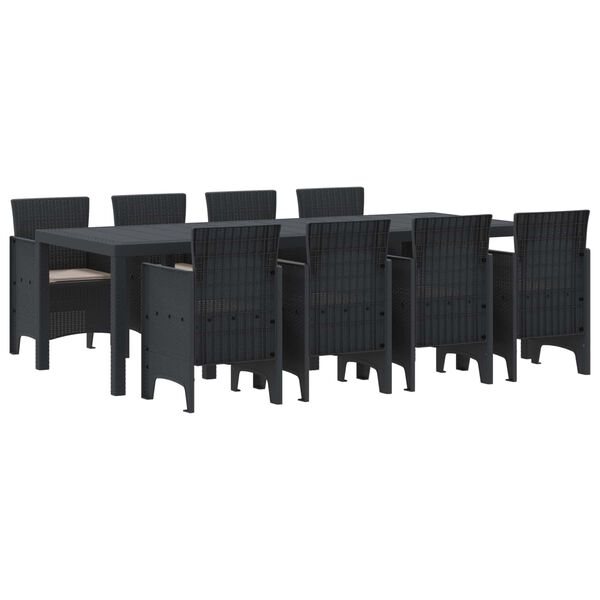 vidaXL Set da Pranzo per Giardino 9 pcs Antracite Rattan Polt