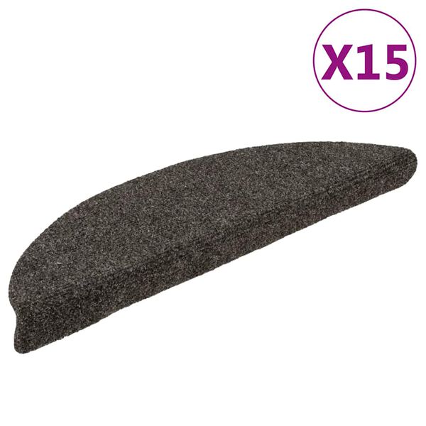vidaXL Tappetini per scale autoadesivi 15 pz 56x17x3 cm antracite semicircolari