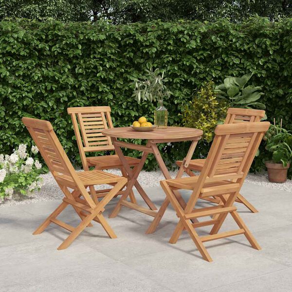vidaXL Set da Pranzo per Giardino 5 pz in Legno Massello di Teak