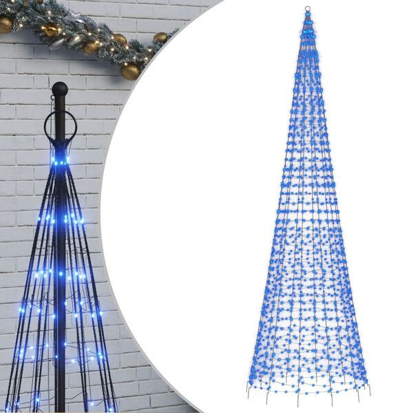 vidaXL Albero di Natale a LED su Pennone 1534 LED Blu 500 cm