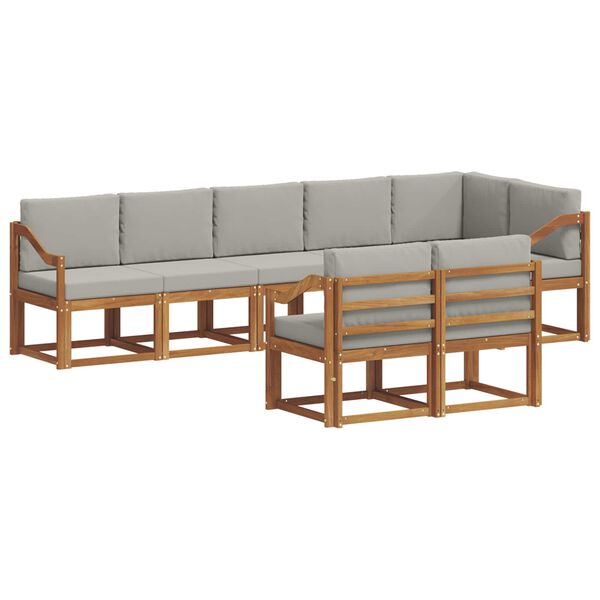 vidaXL Set di divani da esterno 8 pcs Grigio Naturale e Chiaro