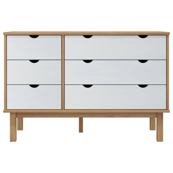 vidaXL Cassettiera OTTA Marrone e Bianco 111x43x73,5 cm Legno di Pino