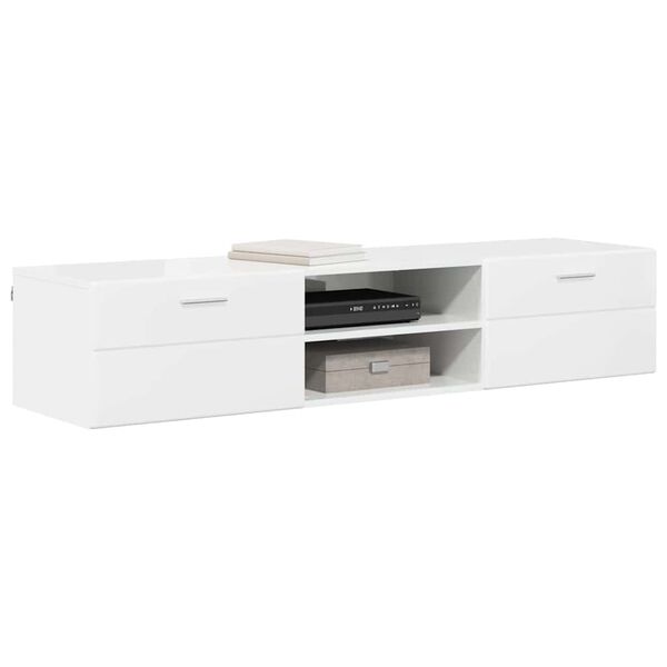 vidaXL Armadio in Legno con cassetto Bianco Lucido 150 x 39 x 30 cm