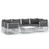 vidaXL Set Salotto da Giardino 7 pz con Cuscini in Acciaio Bianco