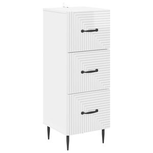 vidaXL Mobile con Cassetti Bianco Lucido 33 x 34,5 x 89,5 cm
