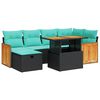 vidaXL Set Divani Giardino 7 pz con Cuscini Marrone Polyrattan Acacia
