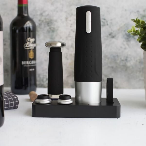 Livoo Set Apribottiglie Elettrico e Pompa Nero