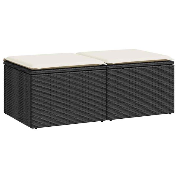 vidaXL Set Divani da Giardino con Cuscini 2 pz Nero Polyrattan Acacia