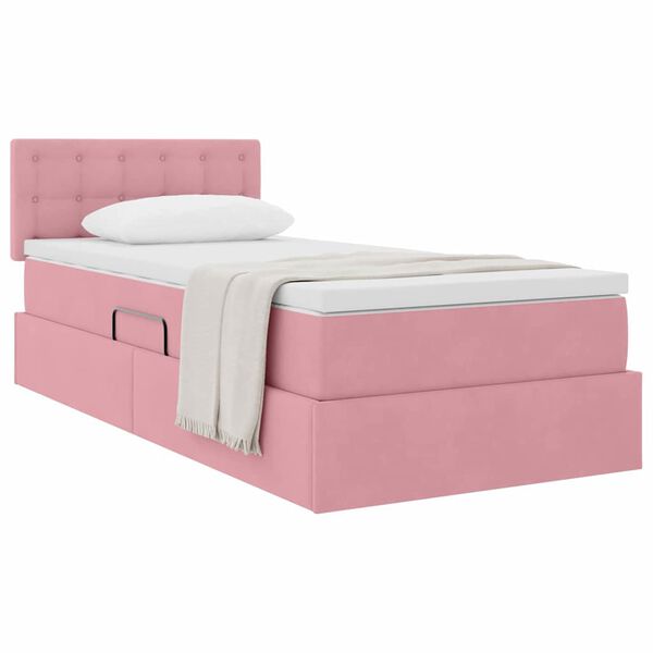 vidaXL Letto con Contenitore con materasso Rosa 90 x 190 cm Velluto