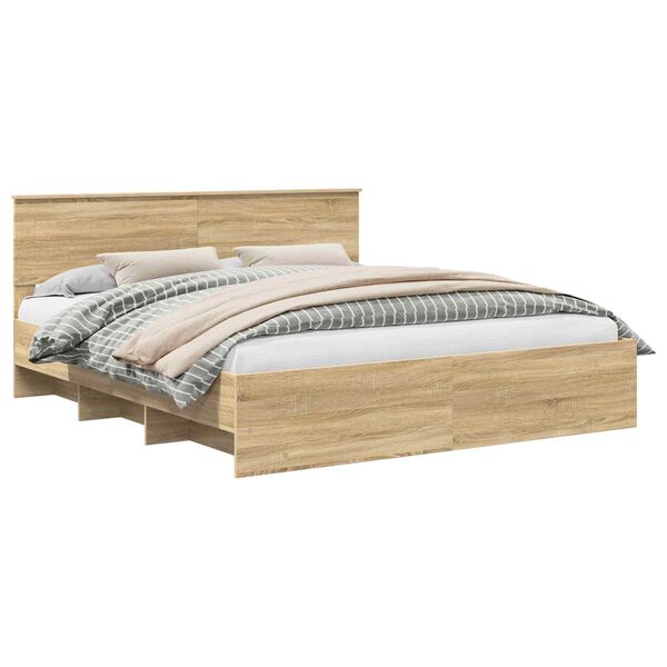 vidaXL Struttura del letto con testiera Rovere Sonoma 180 x 200 cm