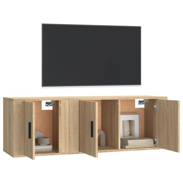 vidaXL Set di Mobili Porta TV 2 pz Rovere Sonoma in Legno Multistrato