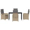 vidaXL Set da Pranzo per Giardino con cuscino 5 pcs Beige polyrattan