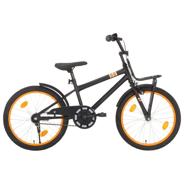 vidaXL Bici per Bambini con Trasportino Frontale 20'' Nero e Arancione