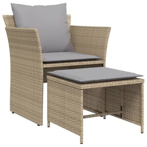 vidaXL Sedia da Giardino con Poggiapiedi in Polyrattan Beige