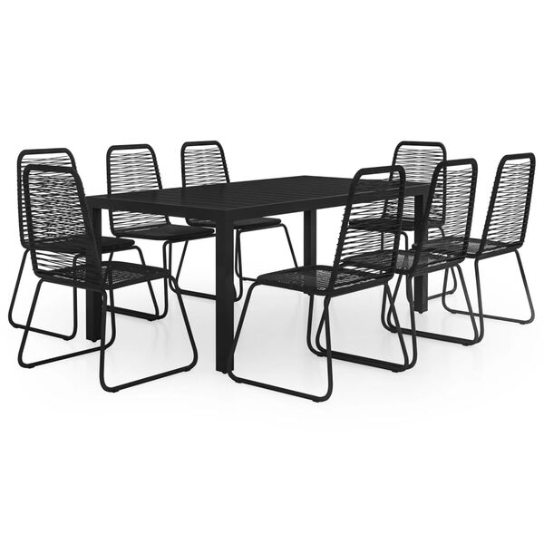 vidaXL Set da Pranzo da Giardino 9 pz in Rattan PVC Nero