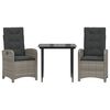 vidaXL Set da Pranzo da Giardino 3 pz con Cuscini in Polyrattan Grigio