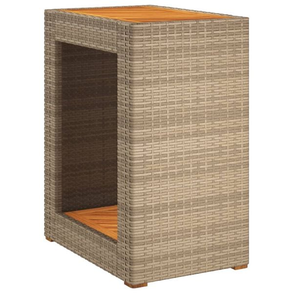 vidaXL Tavolino da Giardino Piano Legno Beige 60x40x75 cm Polyrattan