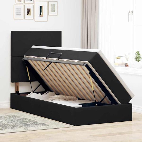 vidaXL Letto con contenitore e materasso Nero 90 x 200 cm Velluto