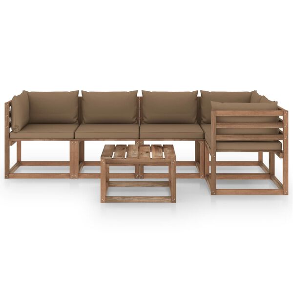 vidaXL Set Salotto Giardino Pallet con Cuscini 6 pz in Pino Impregnato