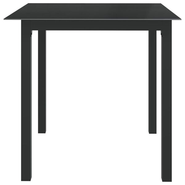 vidaXL Tavolo da Giardino Nero 80x80x74 cm in Alluminio e Vetro