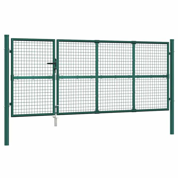 vidaXL Cancello da Giardino in Rete Verde 350x125 cm in Acciaio Zincato
