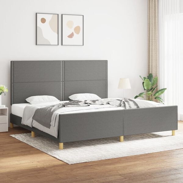 vidaXL Giroletto senza Materasso Grigio Scuro 200x200 cm Tessuto