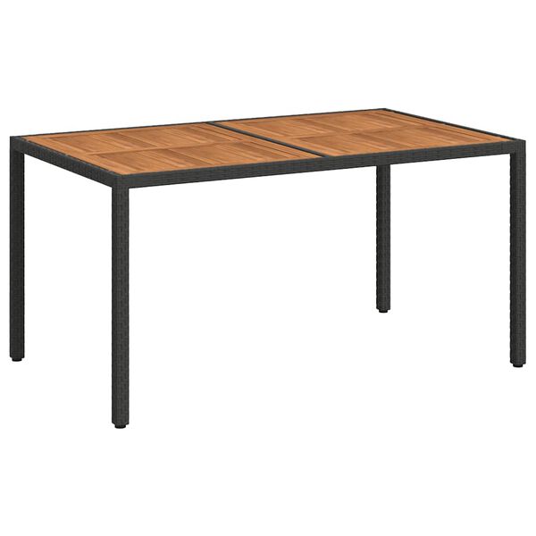 vidaXL Tavolo da Giardino 150x90x75 cm Polyrattan Legno di Acacia Nero