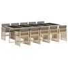 vidaXL Set Pranzo da Giardino 11 pz con Cuscini Beige Misto Polyrattan