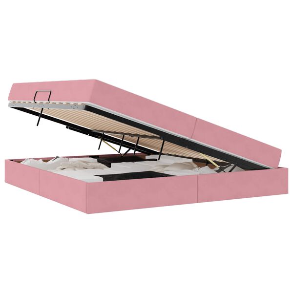 vidaXL Letto con contenitore e materasso Rosa 200 x 200 cm Velluto