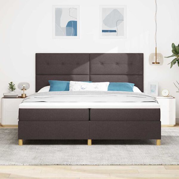 vidaXL Letto a molle con materasso Marrone scuro 200 x 200 cm Tessuto