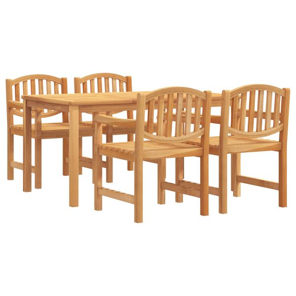 vidaXL Set da Pranzo per Giardino 5 pz in Legno Massello di Teak