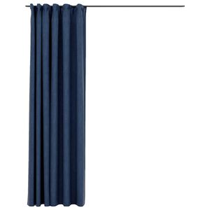 vidaXL Tende Oscuranti con Ganci Effetto Lino Blu 290x245 cm