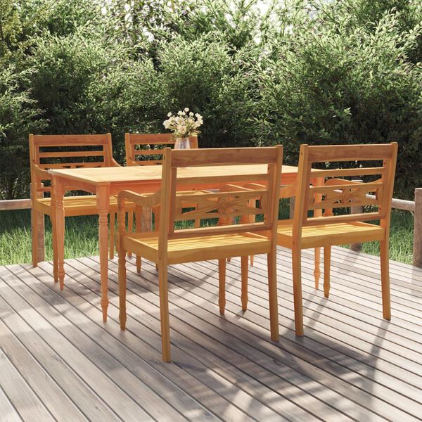 vidaXL Set da Pranzo per Giardino 5 pz in Legno Massello di Teak