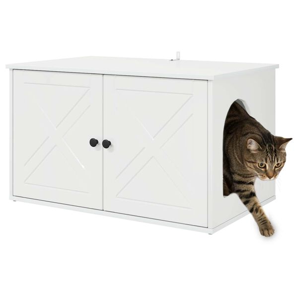 vidaXL Casa per Gatti Bianco Lucido 85 x 55 x 50 cm Legno multistrato