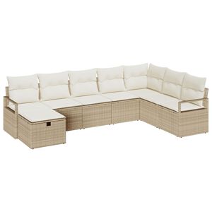 vidaXL Set di divani con cuscino Beige e Crema polyrattan