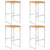 vidaXL Sgabelli da Bar 4 pz in Legno Massello di Acacia e Acciaio Inox
