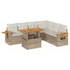 vidaXL Set Divani da Giardino 7 pz con Cuscini Beige Polyrattan Acacia