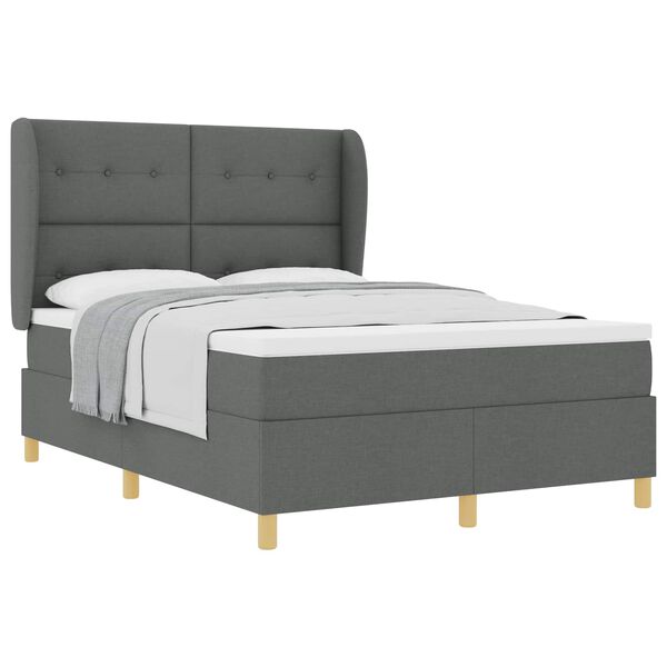 vidaXL Letto a molle con materasso Grigio scuro 200 x 160 cm Tessuto