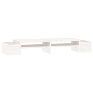vidaXL Supporto per Monitor Bianco100x27,5x15cm Legno Massello di Pino