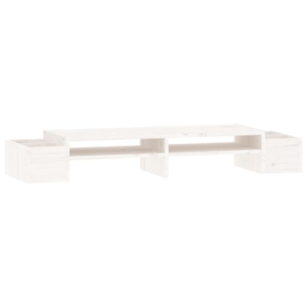 vidaXL Supporto per Monitor Bianco100x27,5x15cm Legno Massello di Pino