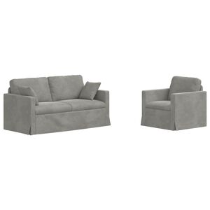 vidaXL Set di divani 2 pcs Grigio chiaro 158 x 78 x 80 cm Velluto