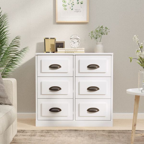 vidaXL Credenza Bianco Lucido 70x35,5x67,5 cm in Legno Multistrato