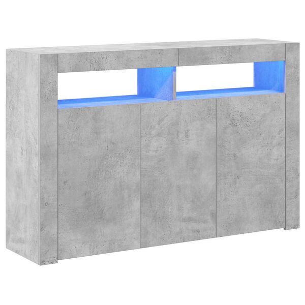 vidaXL Credenza con Luci LED Grigio Cemento 115,5x30x75 cm