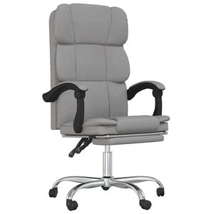 vidaXL Poltrona da Ufficio Reclinabile Grigio Chiaro in Tessuto