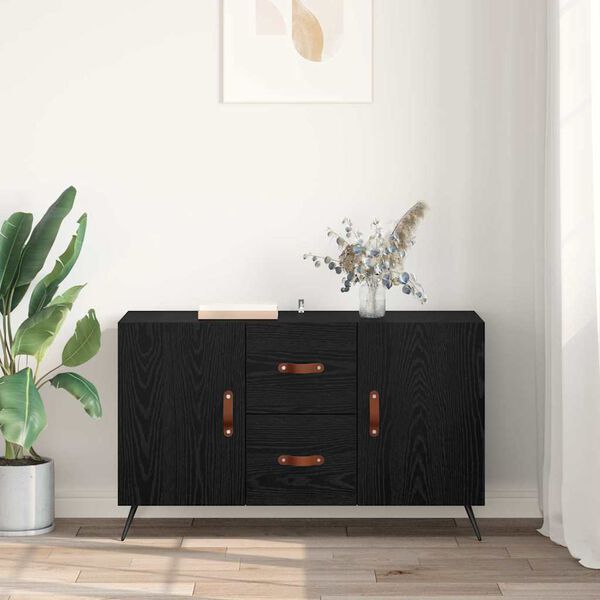vidaXL Credenza Rovere Nero 100 x 36 x 60 cm Legno multistrato