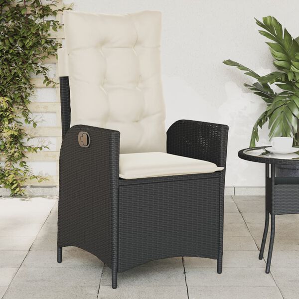 vidaXL Sedie Reclinabili da Giardino 2 pz con Cuscini Nero Polyrattan
