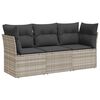 vidaXL Set Divano da Giardino 3pz con Cuscini Grigio Chiaro Polyrattan