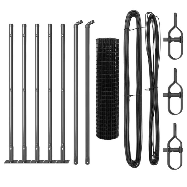 vidaXL Recinzione con Posto Grigio 0,4 x 10 m Acciaio e PVC